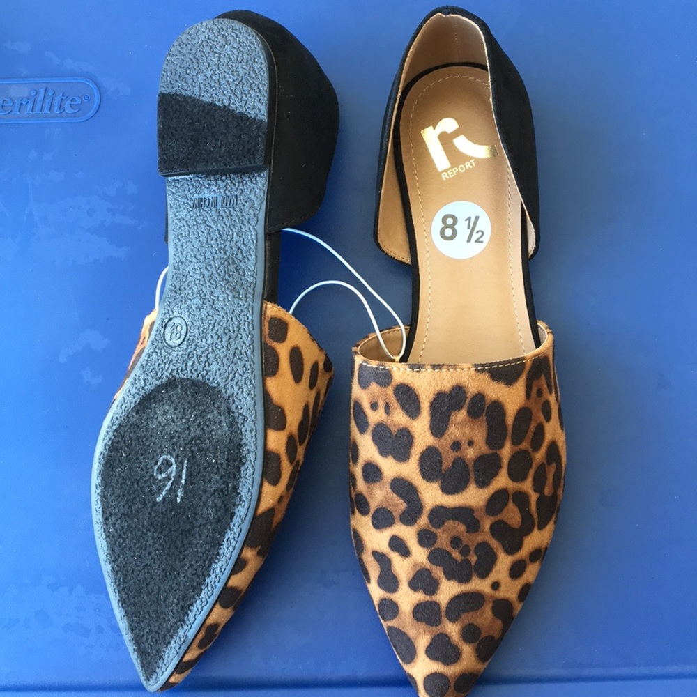 New Report Black & Leopard Suede Flats
